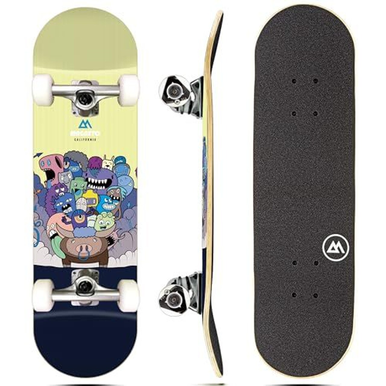 Magneto Complete Skateboard | Maple Wood | ABEC 5 Bearings | Double Kick Concave Deck | Kids Skateboard Cruiser Skateboard | Skateboards for Beginners, Teens & Adults (Free Stickers Included)